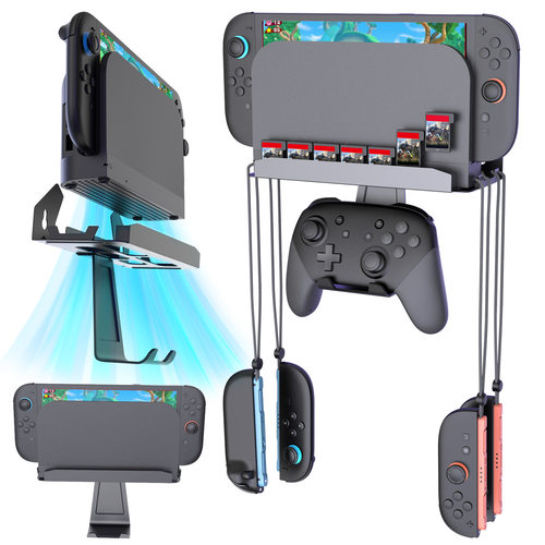新款Switch2\Switch\Oled通用墙挂五金支架带游戏卡槽支持Pro手柄
