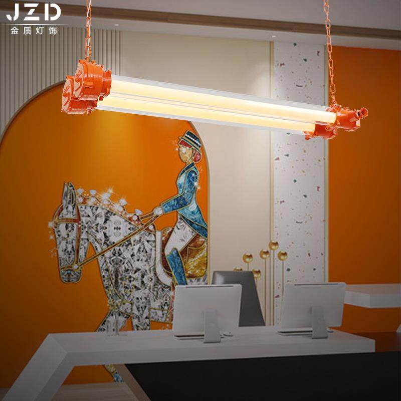 工业风LOFT吧台吊灯咖啡厅服装店奶茶店餐厅铸铝双管爱橙色复古灯,家装灯饰光源,智能吊灯,淘宝优惠券,粉丝福利购,淘宝优惠卷