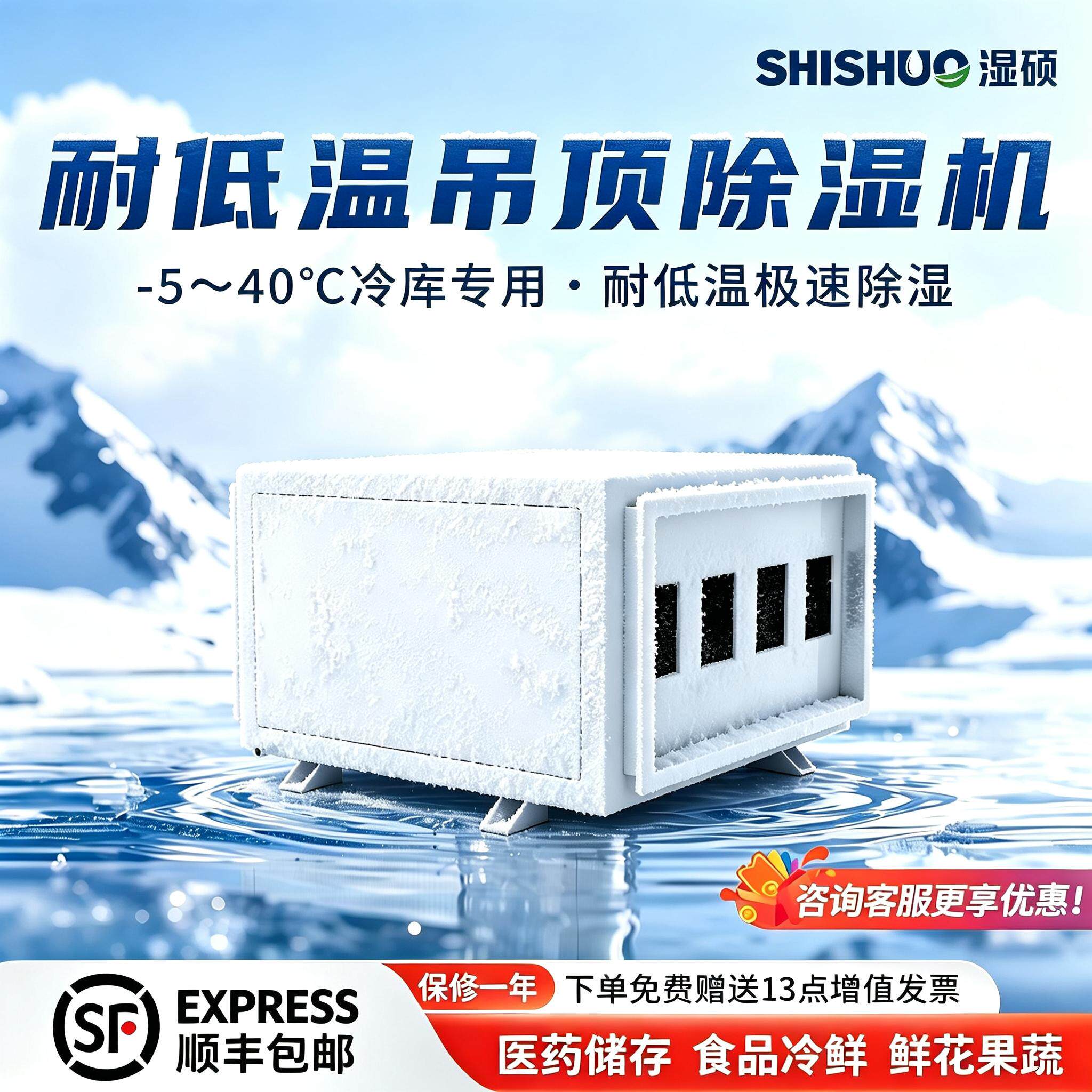 湿硕低温吊顶除湿机冷库医药鲜花实验室低温环境专用除湿机