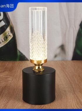 氛围小夜灯桌面摆件台灯酒吧黑色餐桌灯极简卧室床头伴睡可调光