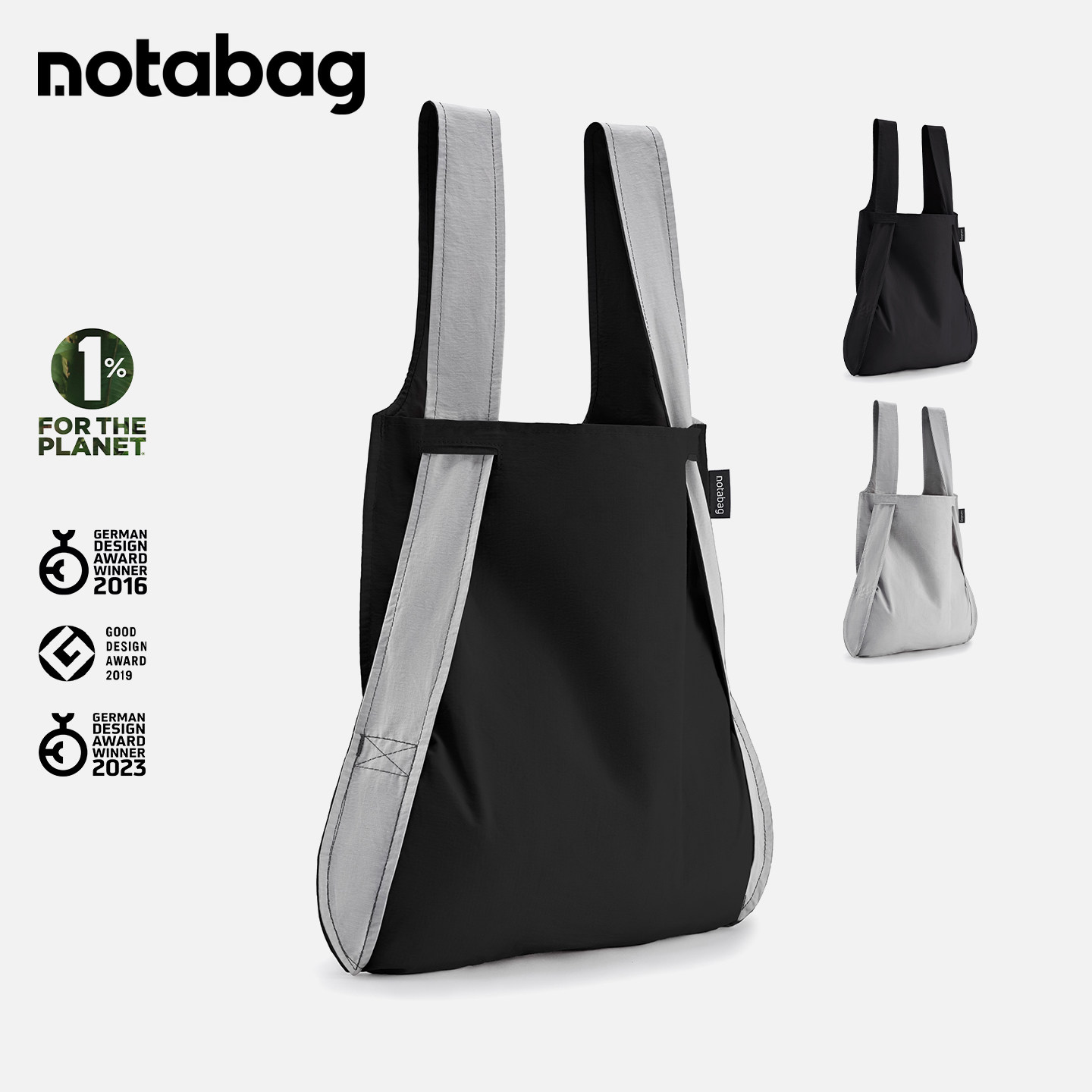 notabag德国手提&双肩两用包灰黑色Original环保袋购物袋可变背包