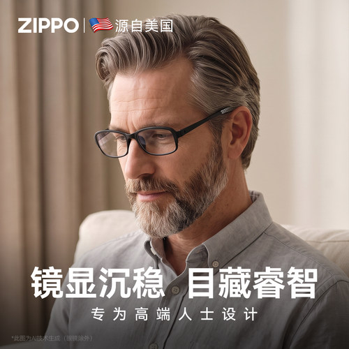 ZIPPO老花镜品牌超轻柔韧防蓝光高清缓疲劳中老年眼镜男女5188