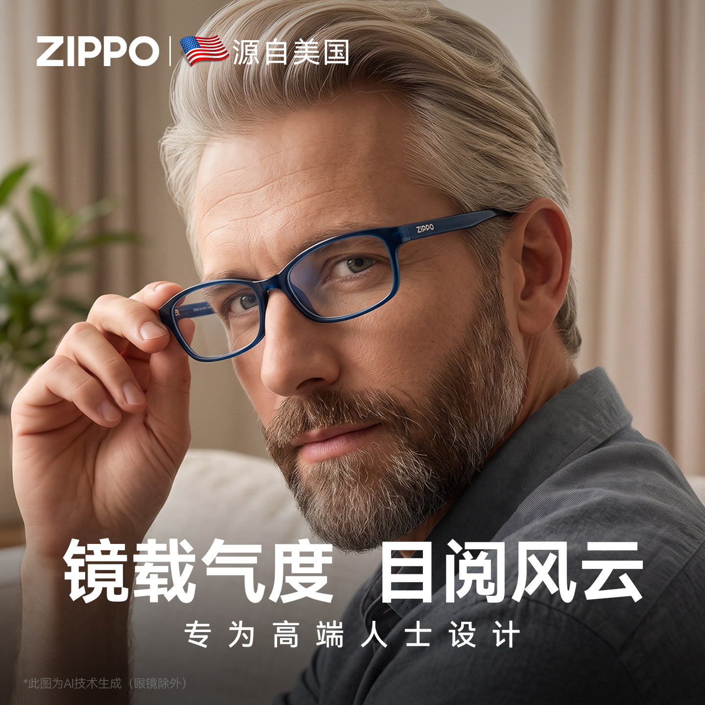ZIPPO老花镜日本进口镜片防蓝光正品高端中老年眼镜男女8116