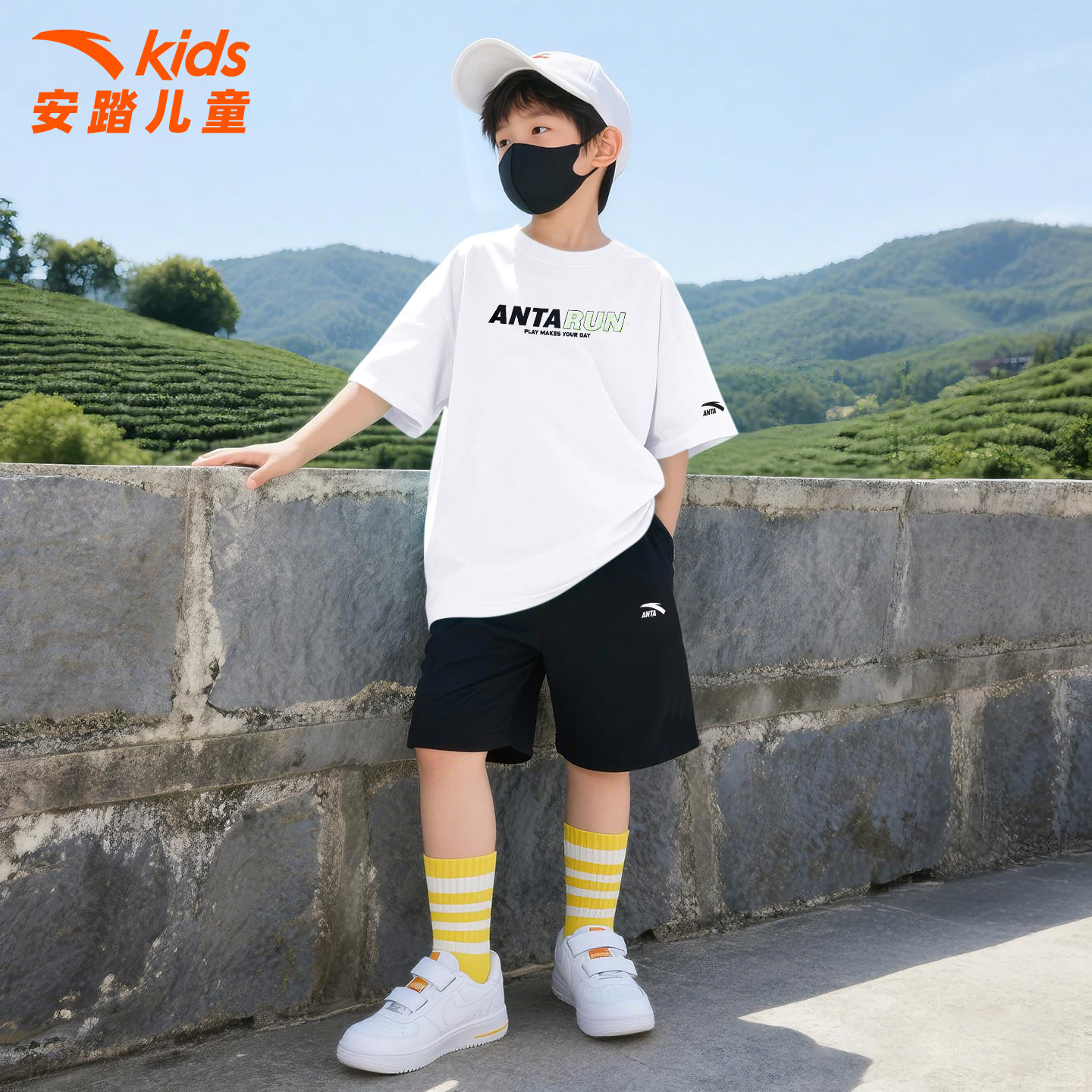 安踏儿童男童运动套装2026夏季跑步训练套装冰丝速干短袖速干短裤