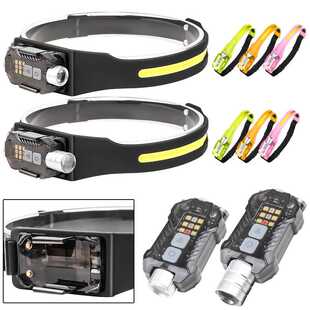 新款XPE+LED多光源硅胶跑步头灯 带磁吸感应UV紫光强光头戴灯