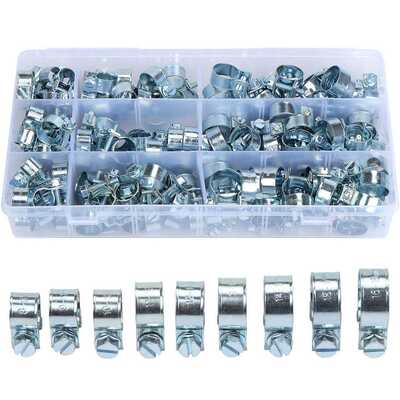 135pcs盒装镀锌迷你水管卡子卡箍软管夹强力欧式喉箍双耳抱箍