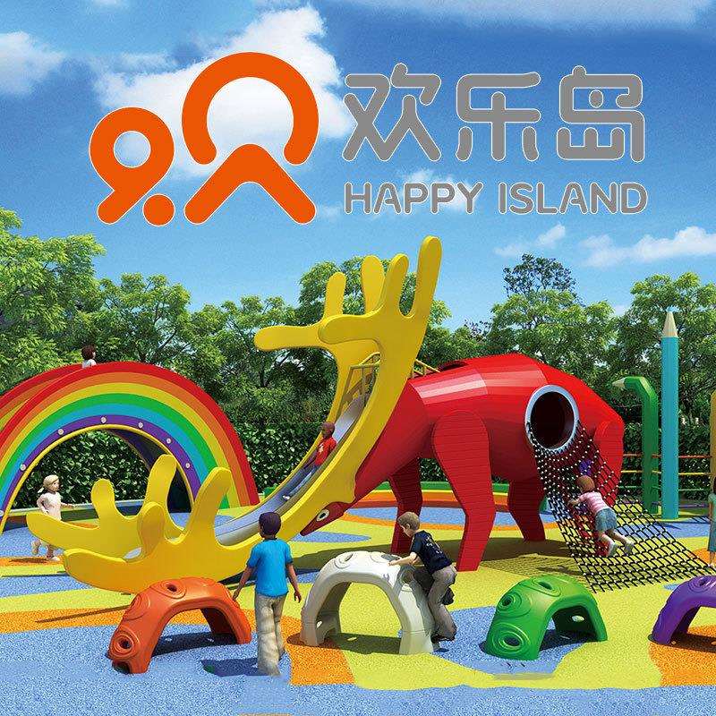 欢乐岛厂家非标无动力乐园梅花鹿爬滑大型不锈钢滑梯公园游乐设备