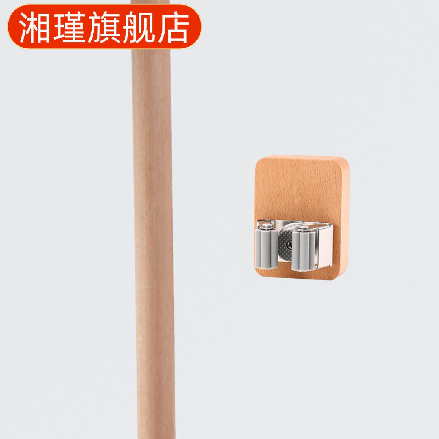 家用实木免打孔晾衣杆阳台取衣架
