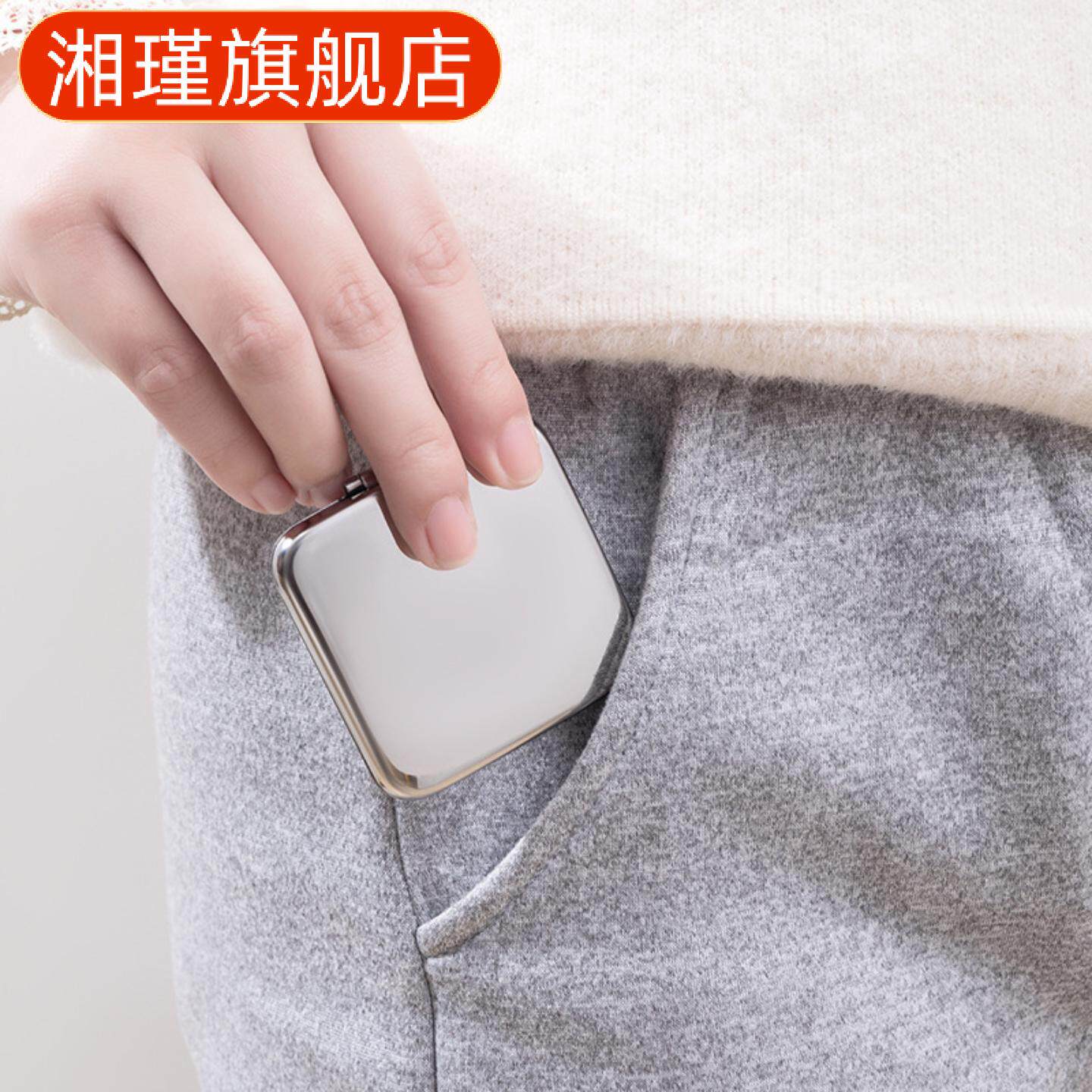 双面小镜子女折叠不锈钢化妆镜补妆镜随身翻盖式桌面可立防摔