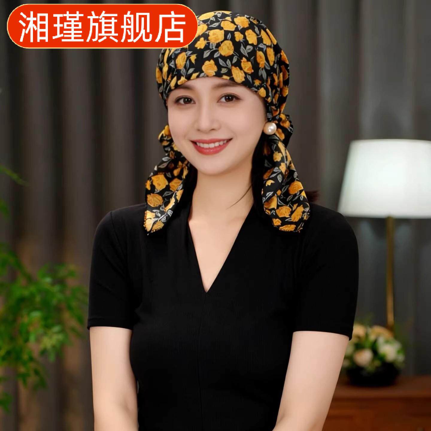春款繁花松紧带弹力包头帽女时尚