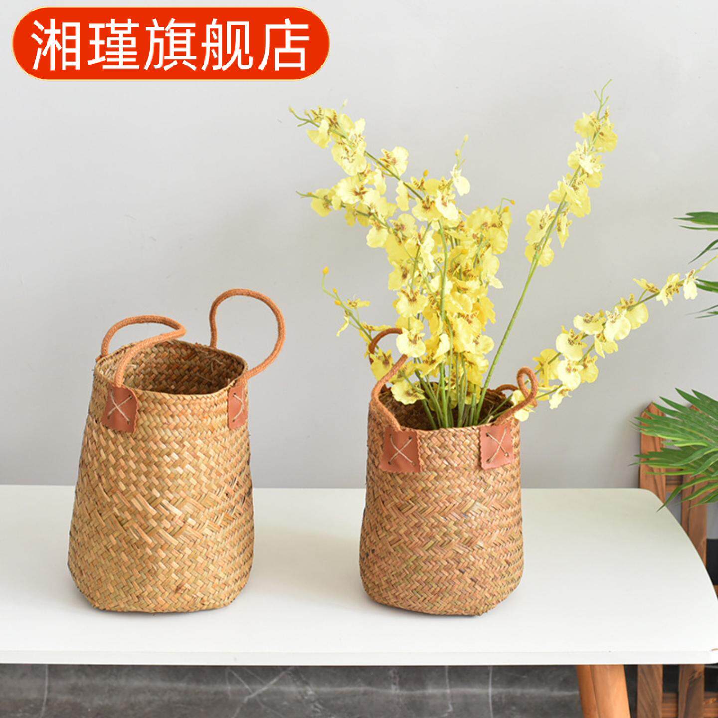 大麦花篮麦穗藤编草编复古干花30