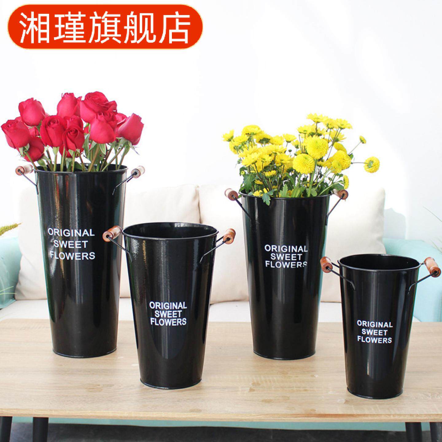 深水鲜花桶花店专用落地插花铁艺