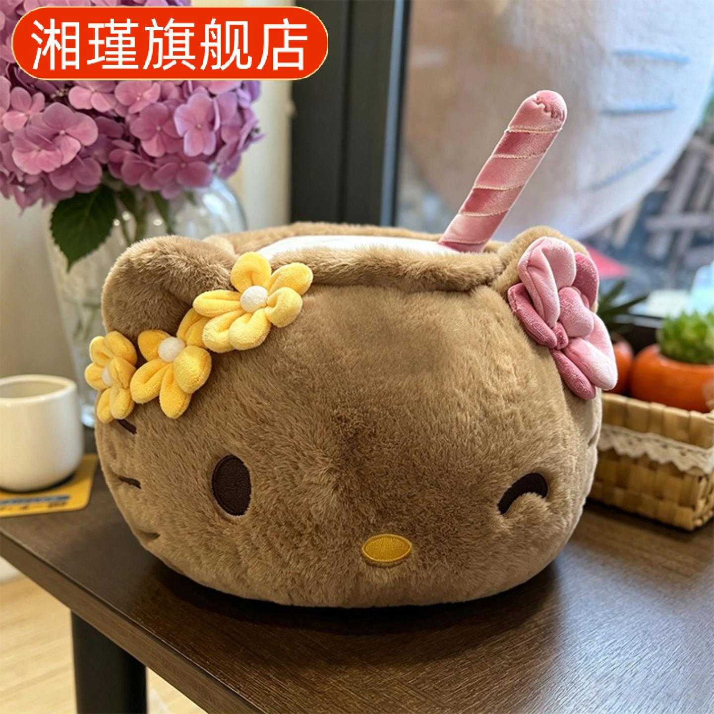 可爱黑皮猫头毛绒抱枕车载靠枕心