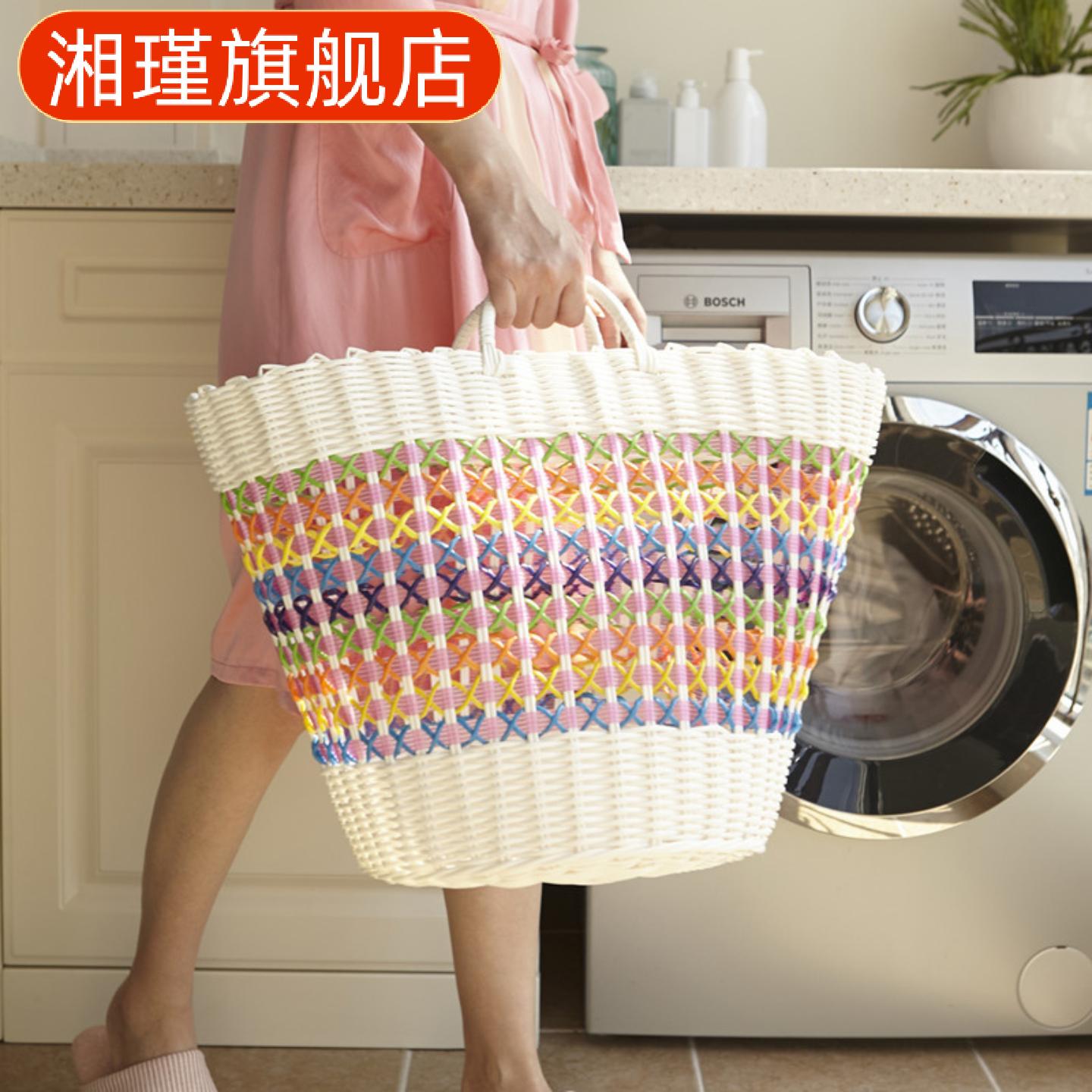脏衣篮家用藤编塑料收纳筐轻奢风