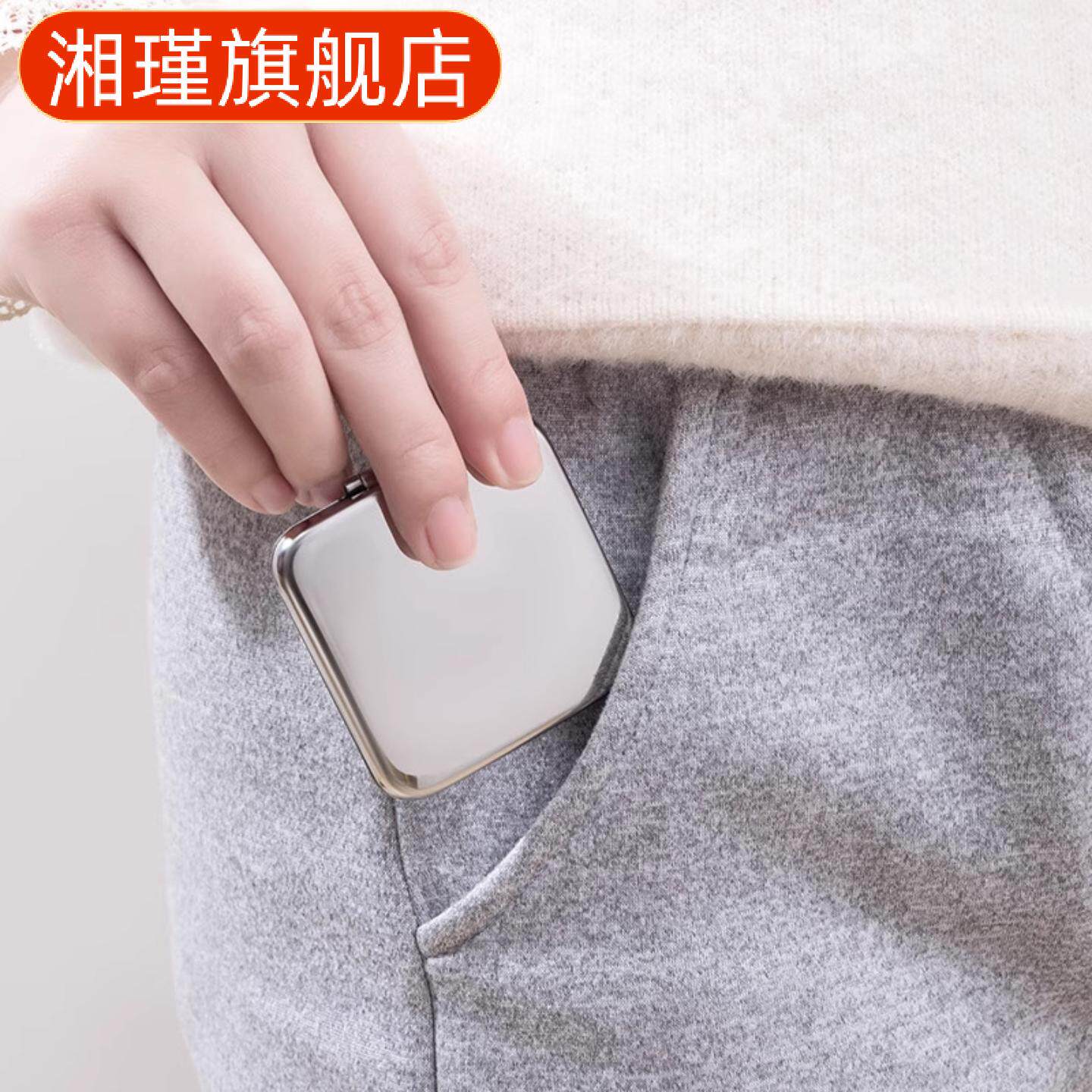 双面小镜子女折叠不锈钢补妆镜随身翻盖式桌面可立防摔化妆镜