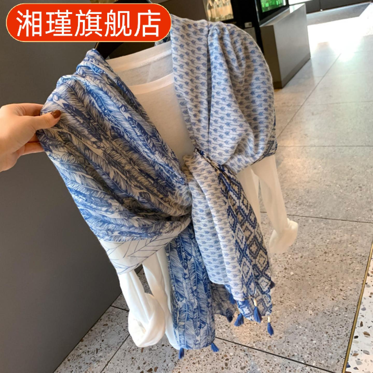 丝巾女夏季韩版百搭薄款棉麻纱巾