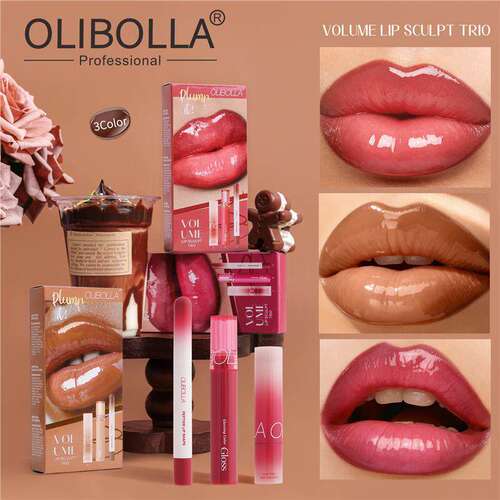Lip Makeup Set: Lip Liner + Lip Glaze + Lipstick 彩妆三件套