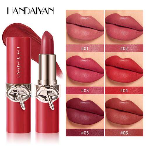 6 Color Matte Velvet Lipstick Set 6 色丝绒哑光口红易上色柔雾
