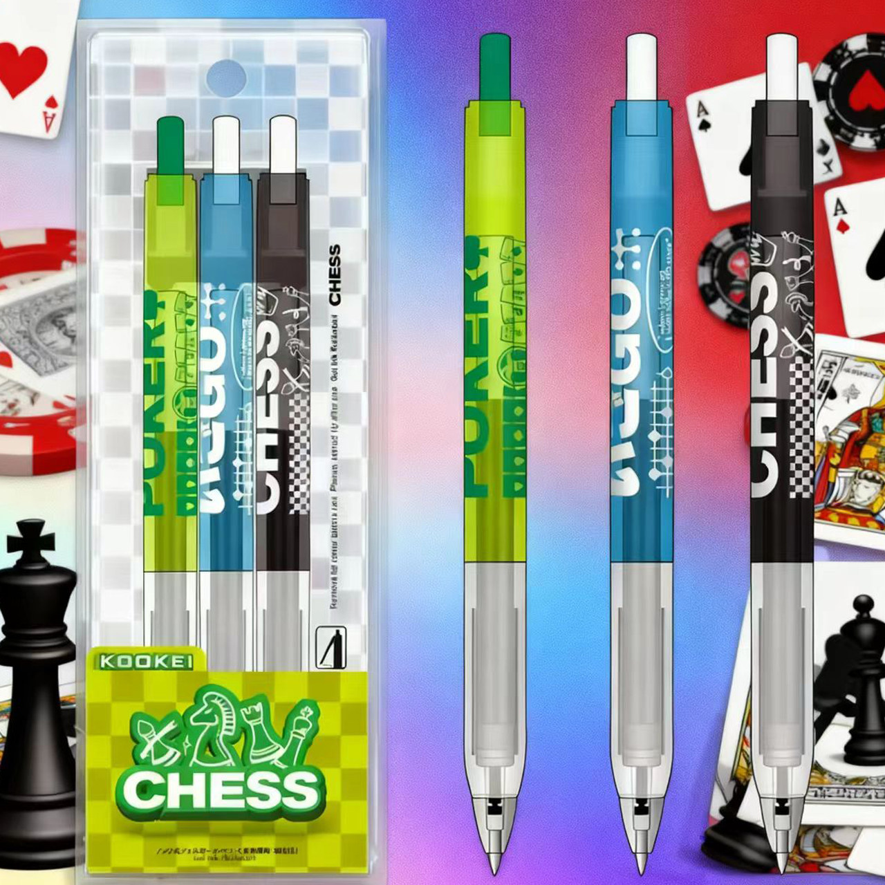 KOOKEI官方旗舰店中性笔魔法棋牌限定按动式黑色0.5mm扑克