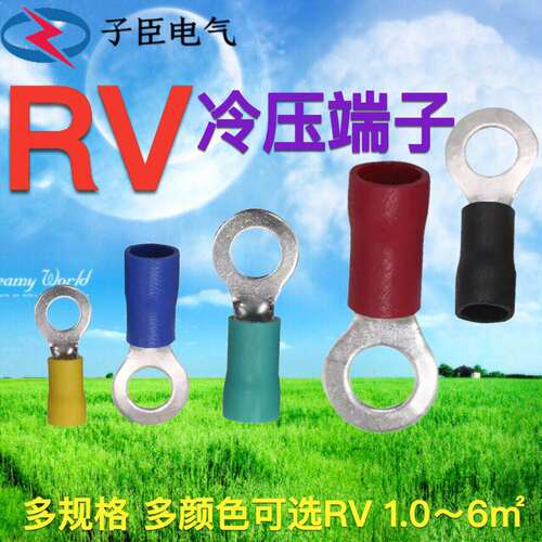 冷压接线端子O型端子RV1.5-4铜接头线鼻子2.5平带护套端头电线插
