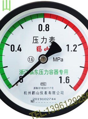 杭州鹳山储气罐压力表Y100Z浙江临东压力容器鹤山气压专票1.6mpa
