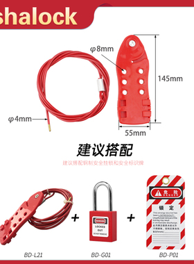 2M经济型鱼形绳锁4MM不锈钢缆锁工业设备停工检修锁定装置BD-L21