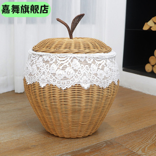手工编织苹果造型杂物筐浴室脏衣篮玩具收纳筐酒店民宿装饰收纳篮
