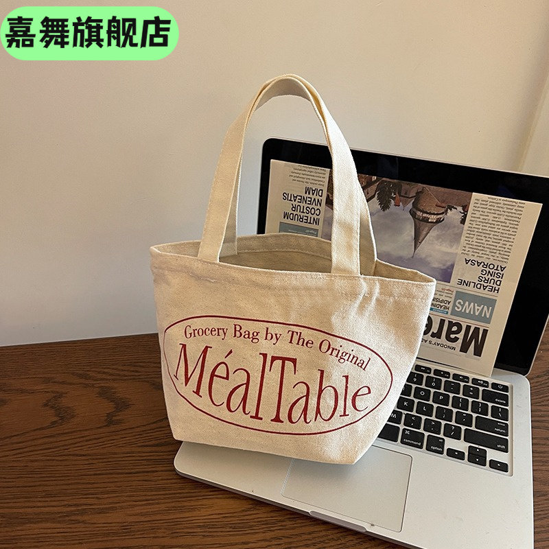 韩风春日復古红印花小袋 手提小字母百搭小拎包 帆布包 迷你包