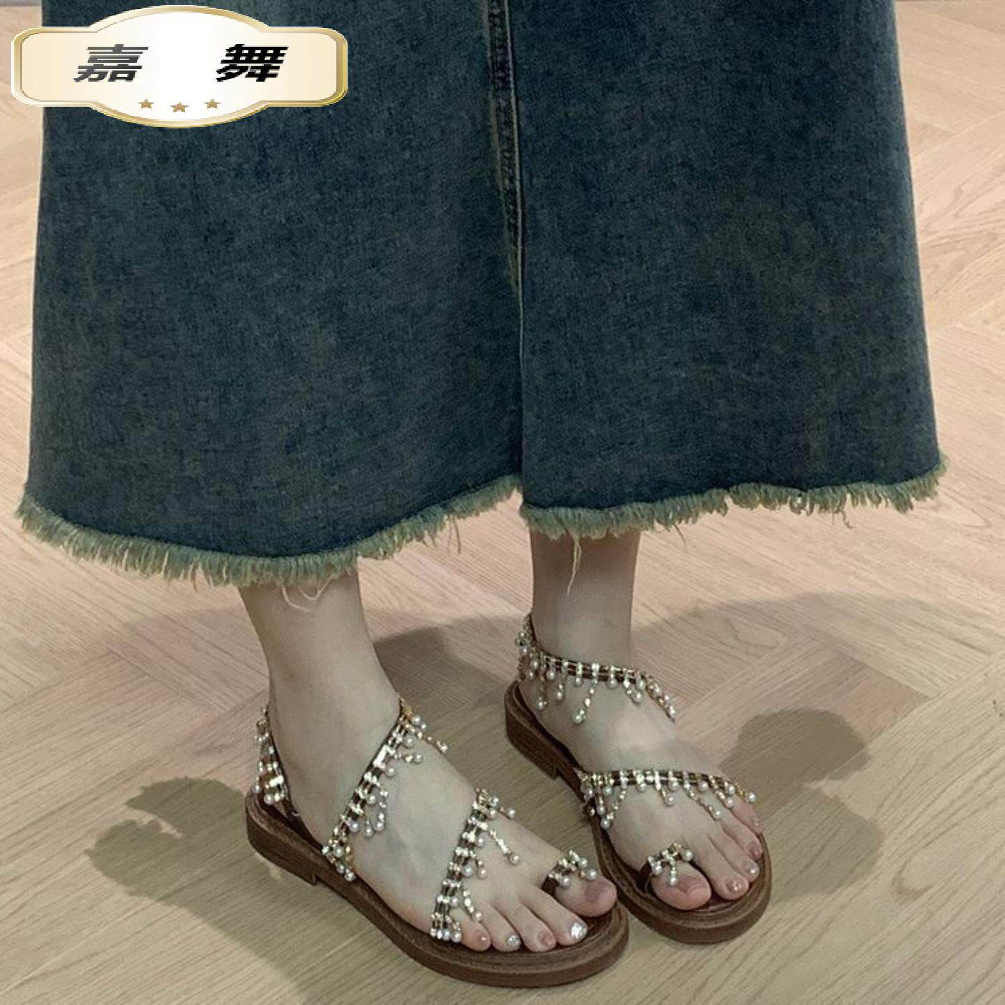 轻便软底圆头罗马凉鞋女夏款