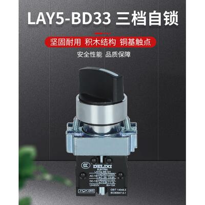德力西 按钮开关 LAY5S-BD33 NP2 XB2 三档旋钮 金属头2常开