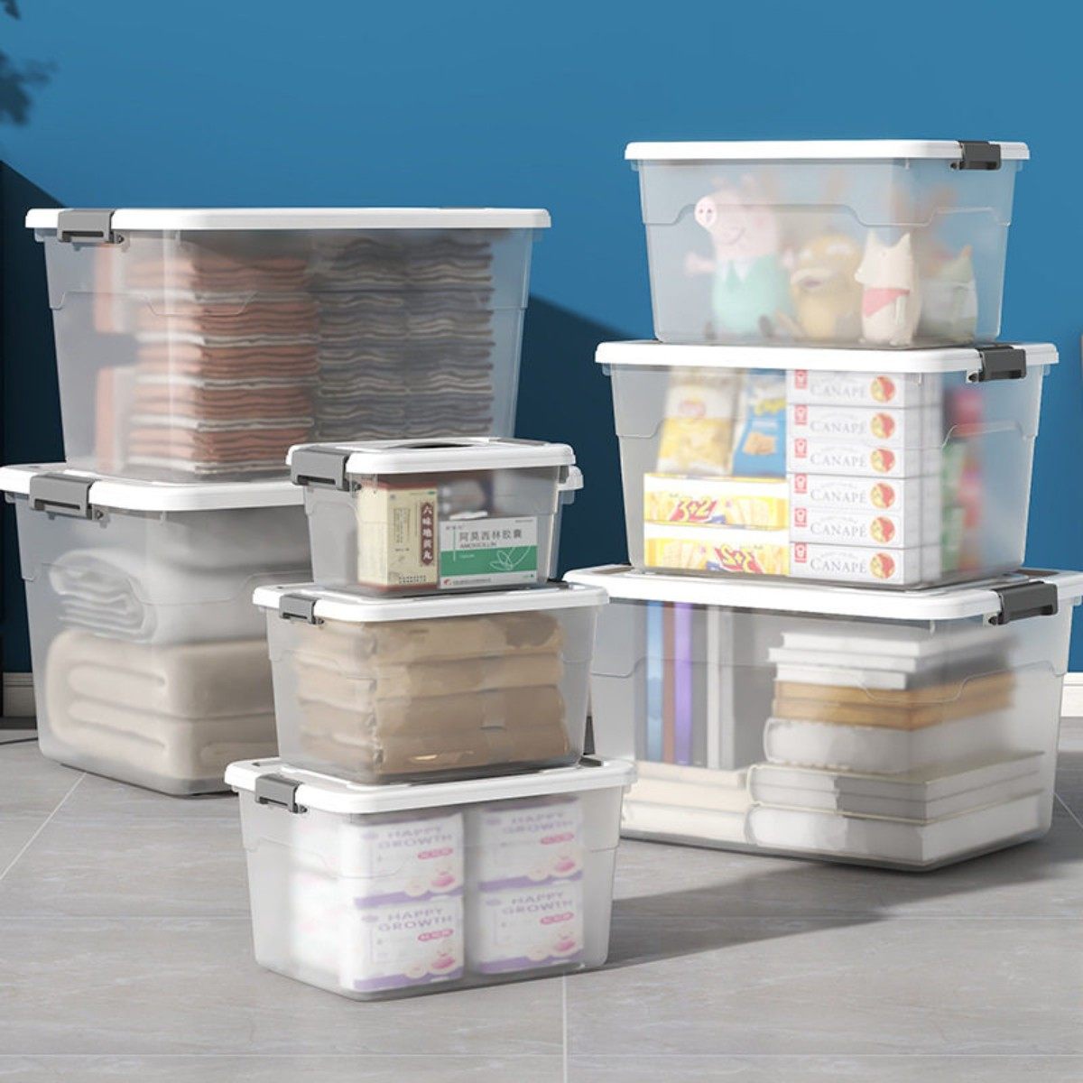 加特厚透明收纳箱塑料大容量车载家用宿舍装衣服玩具多功能储物盒