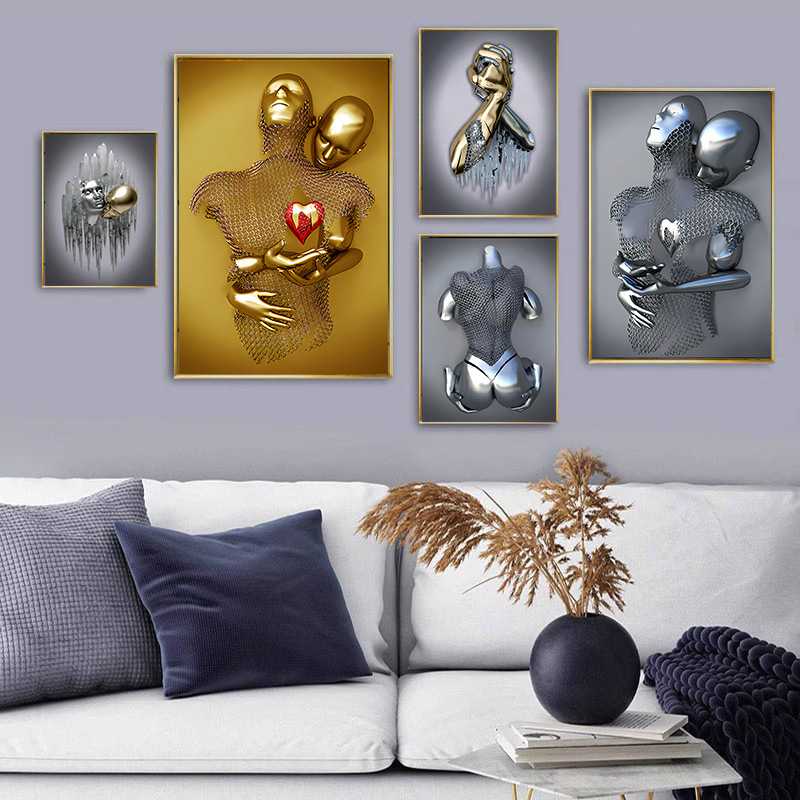 爆款金属挂画艺术装饰画帆布画壁画高清喷绘装饰画铝合金外框