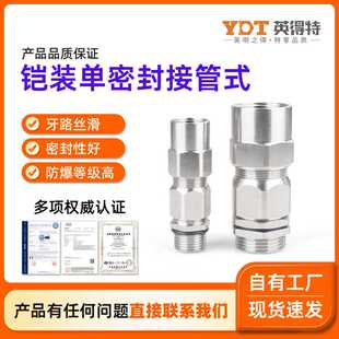 304不锈钢防爆格兰头M20填料函铠装电缆夹紧单密封接管式防爆接头