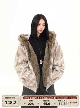 【25SS 10/31 20:00 秋冬新品限时6.5折】秋冬新款条纹加绒卫衣潮