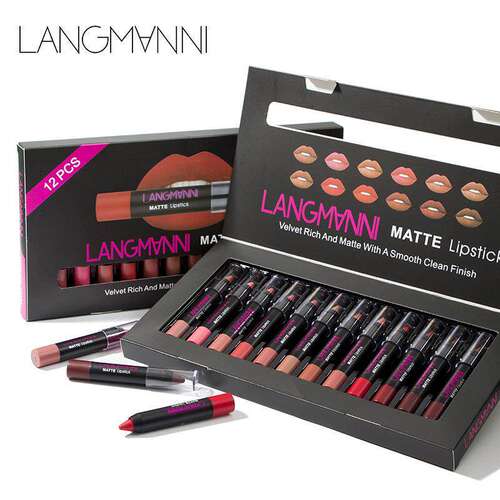 12Pcs Matte Lipstick Set 12 支哑光口红套装 不沾杯爆款唇彩