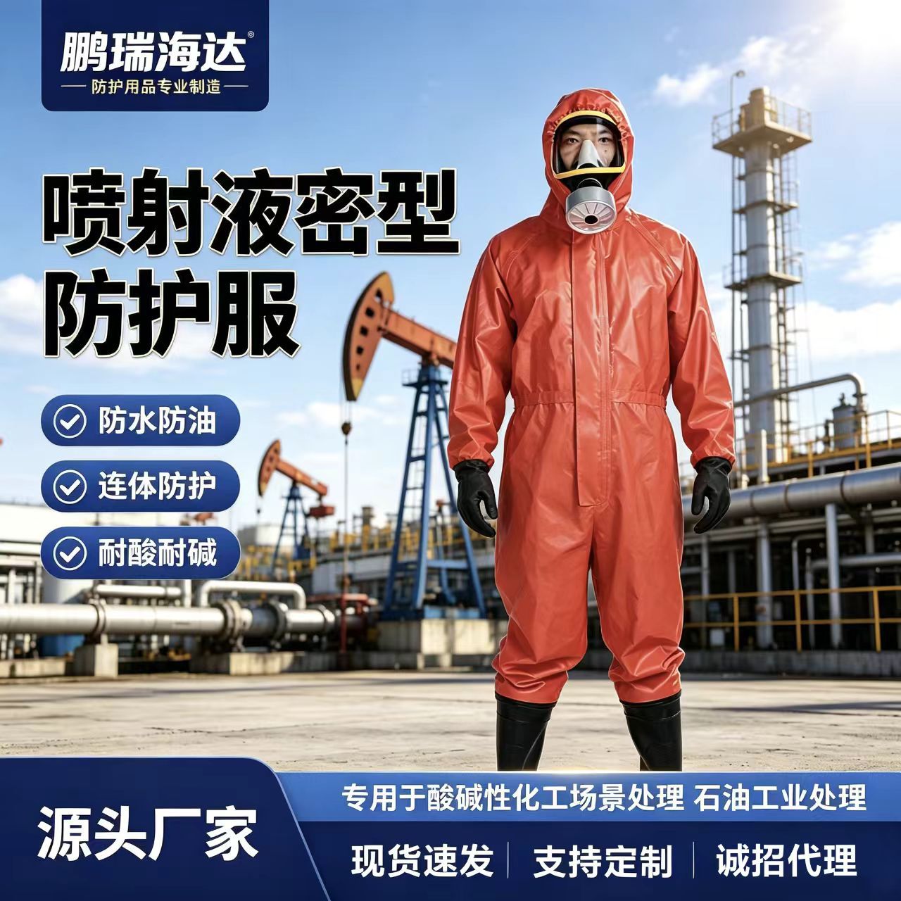 密封连体全身防化防护服化学实验室一件代发耐酸碱喷漆农药批发