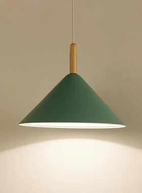 北欧马卡龙餐厅灯 简约现代创意个性饭厅吧台吊灯单头木艺led灯具