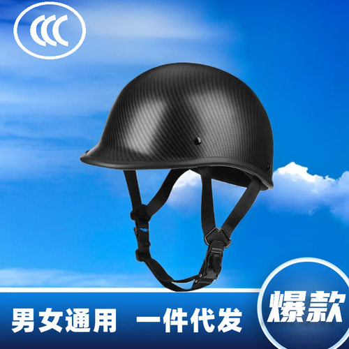 安全认证车头盔春季复古机车半盔男女摩托车头盔瓢盔LUOK