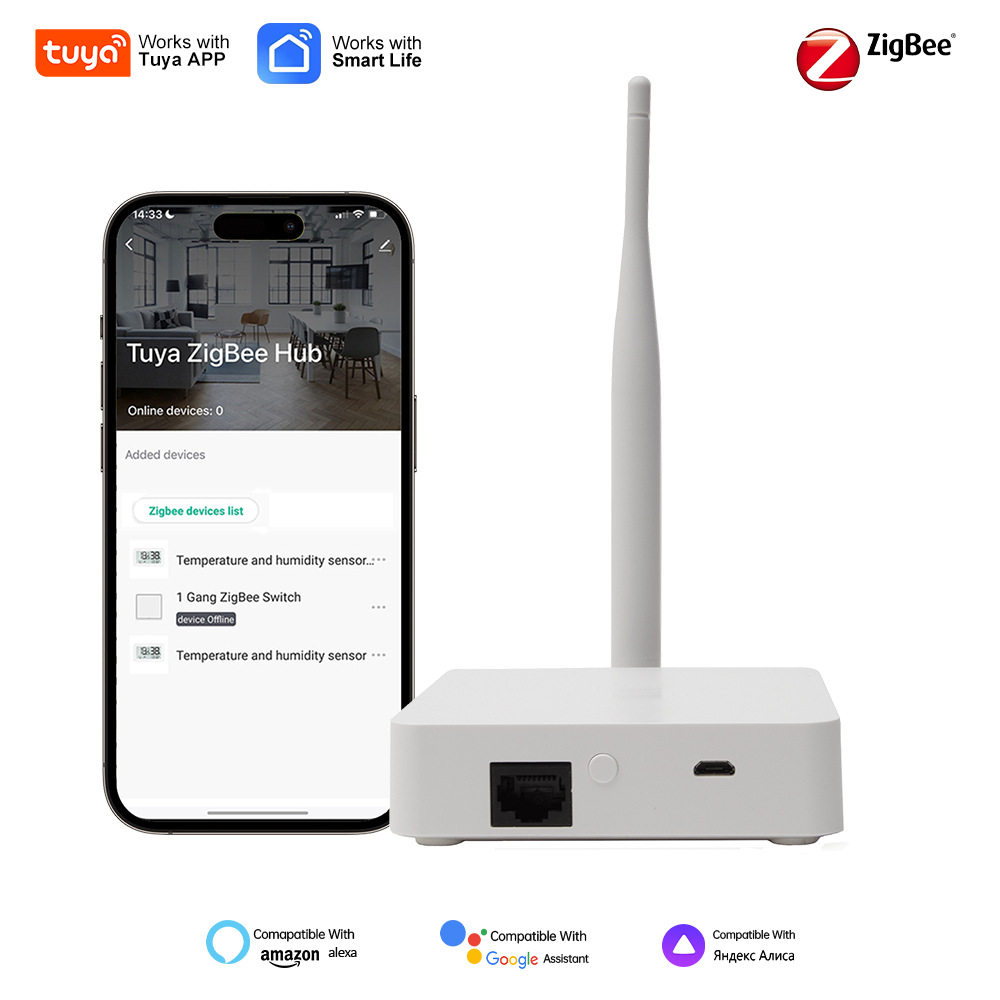 涂鸦 zigbee3.0有线增强网关智能家居中枢外置天线远距离有线网关