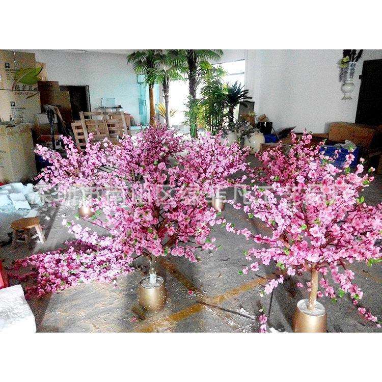 厂家供应防真小桃花树节庆婚庆摄影道具橱窗花树树防真花枝