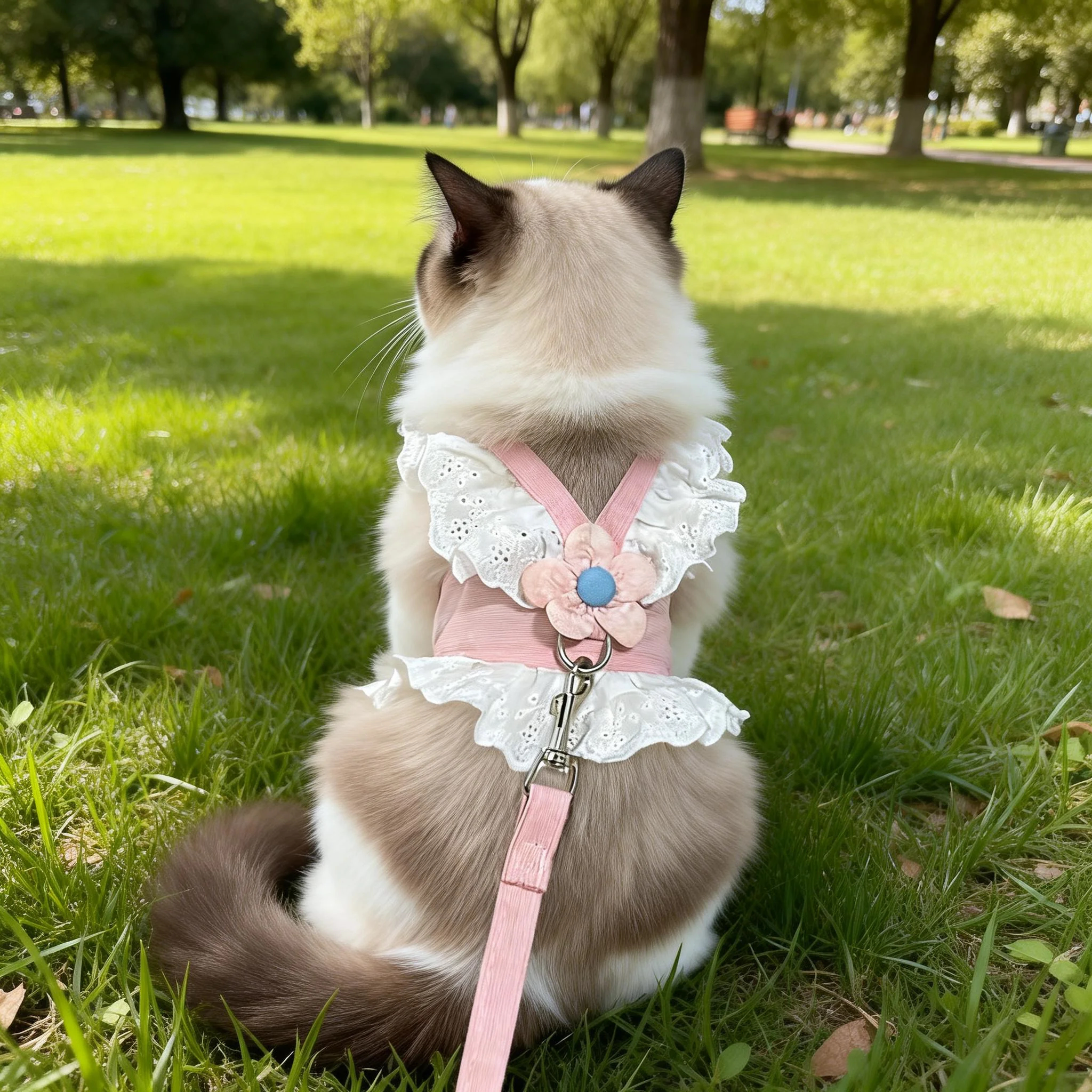 猫咪牵引绳JK裙蕾丝可调节胸背带