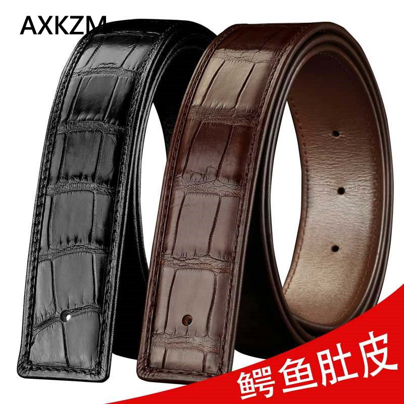 官方正品鳄鱼皮肚皮无拼接皮带男