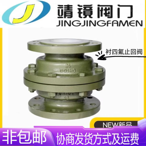 河北靖镜阀门铸钢衬四氟立式止回阀H42F46-16C耐酸碱腐蚀单向逆止