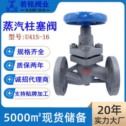 铸铁法兰柱塞阀 U41S-16 锅炉蒸汽热油高温专用阀 DN100 80 50 65