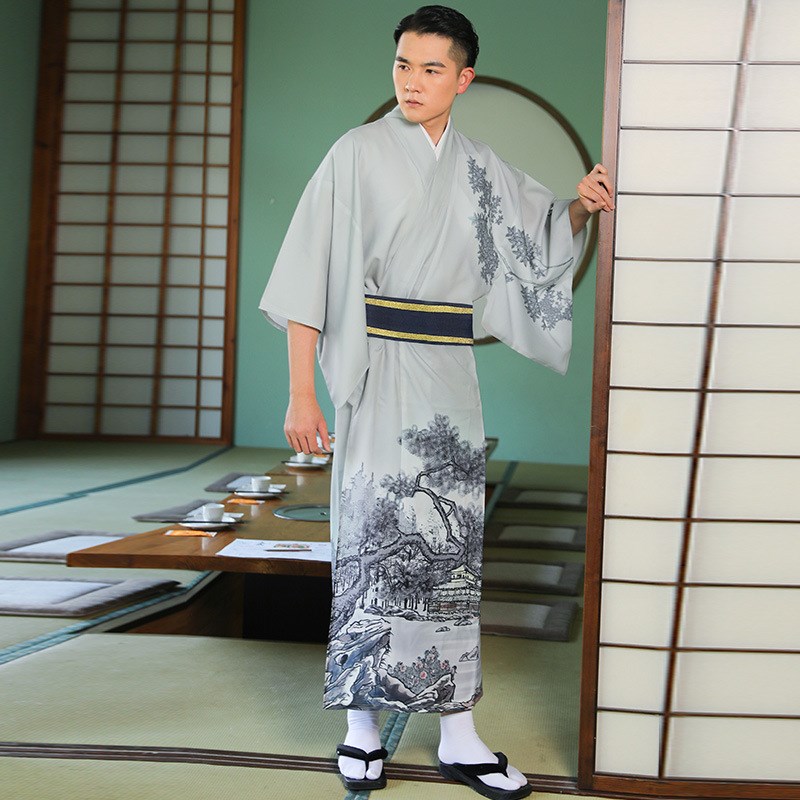 2020新款日本和服男传统和服正装夏日花火会定位松不易皱树免熨