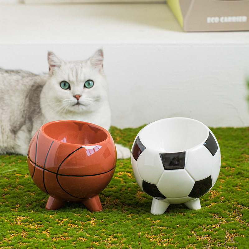 猫碗陶瓷高脚斜口碗高颜值狗碗保护颈椎大容量防打翻法斗小型犬