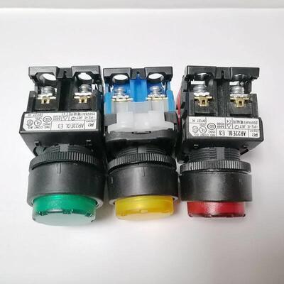 富士型按钮开关AR22EOL-10E3G E4Y M3R/01高头凸头带灯自复24VLED