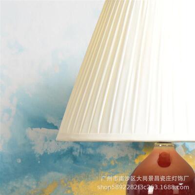 广州景昌 新中式简约暗红裂纹釉 样板房卧室客厅摆件葫芦陶瓷台灯