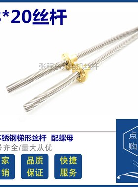 梯形丝杆 T8*20*16T10配螺母挖掘机改装大导程丝杆雕刻机步进电机