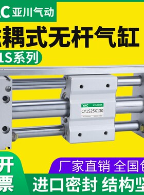RMT无杆气缸CY1S-10/15/20/25/32/40-100/150 MRU 磁偶式滑台导杆